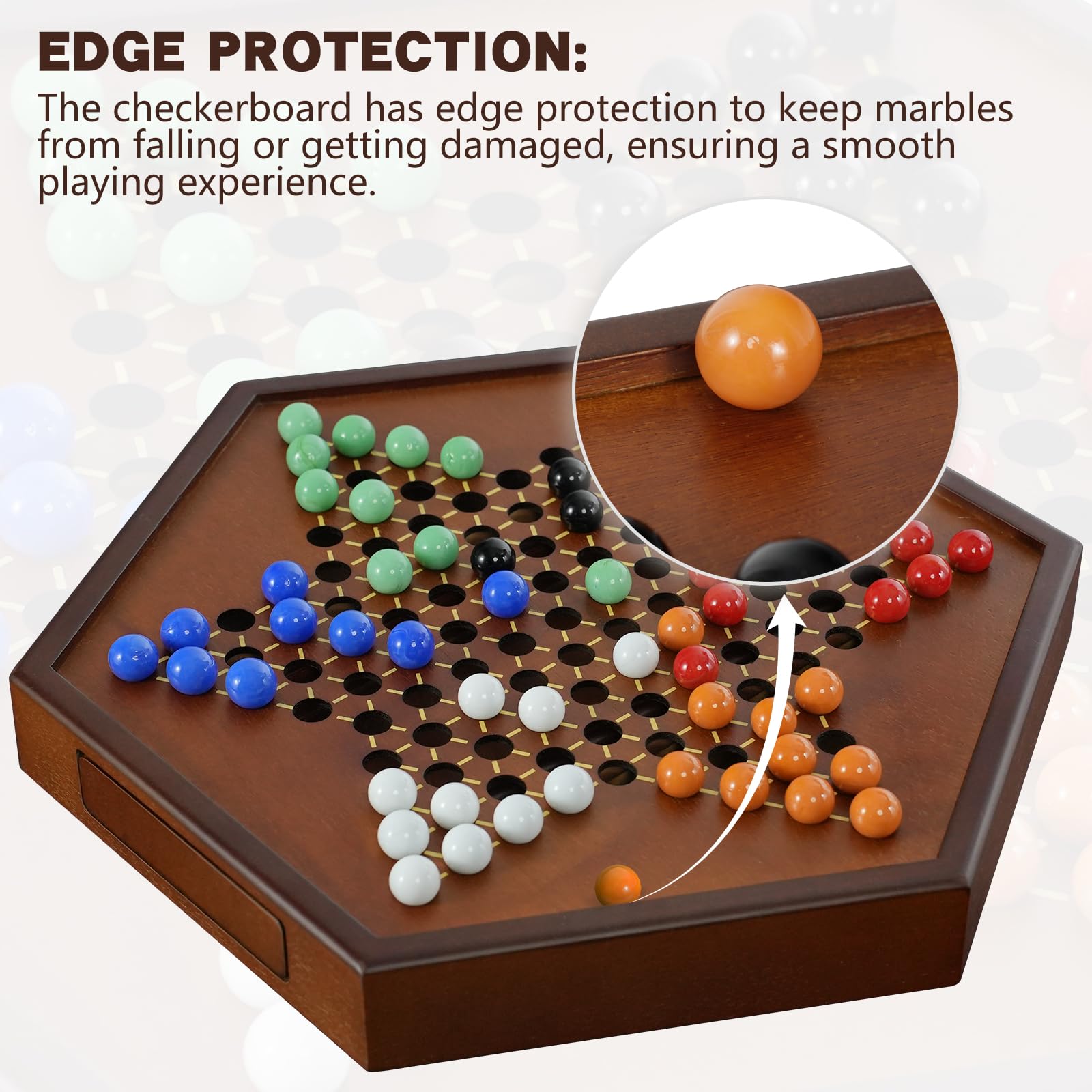 15" Large Upgraded Wooden Chinese Checkers Game Board mysite