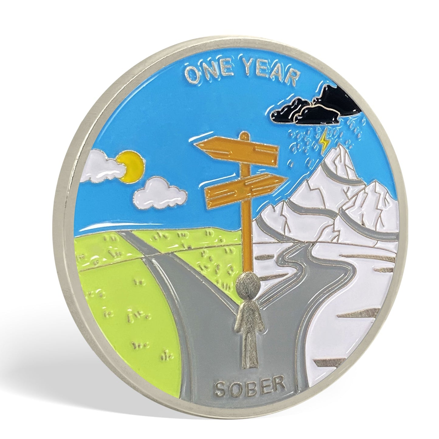 1 Month 1 Year Mountains and Highways Commemorative Gift Sobriety Coin mysite