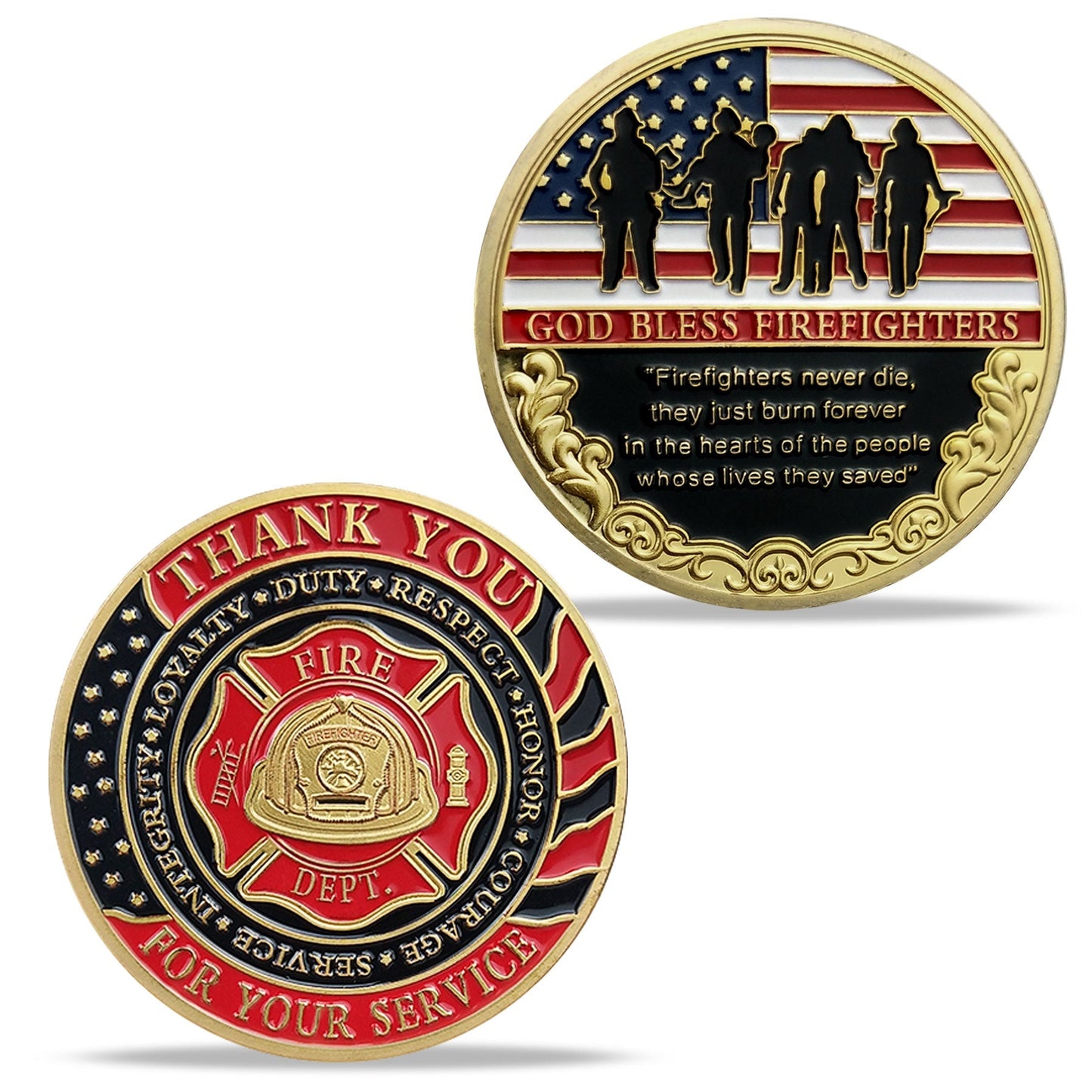 Firefighter Challenge Coin Thank You for Your Service mysite