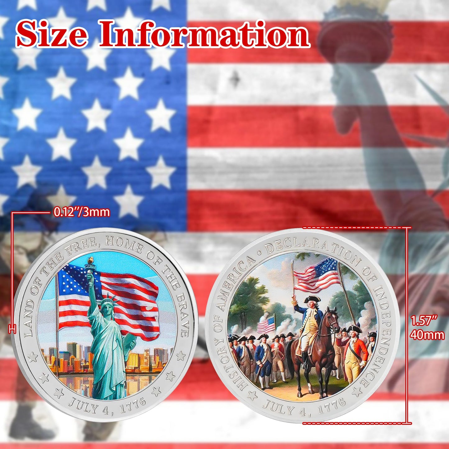 250th Anniversary of America Independence Day Commemorative Coin - 4th of July 1776 Statue of Liberty Military Challenge Coin - Patriotic Gifts for Men Women Veterans Student mysite