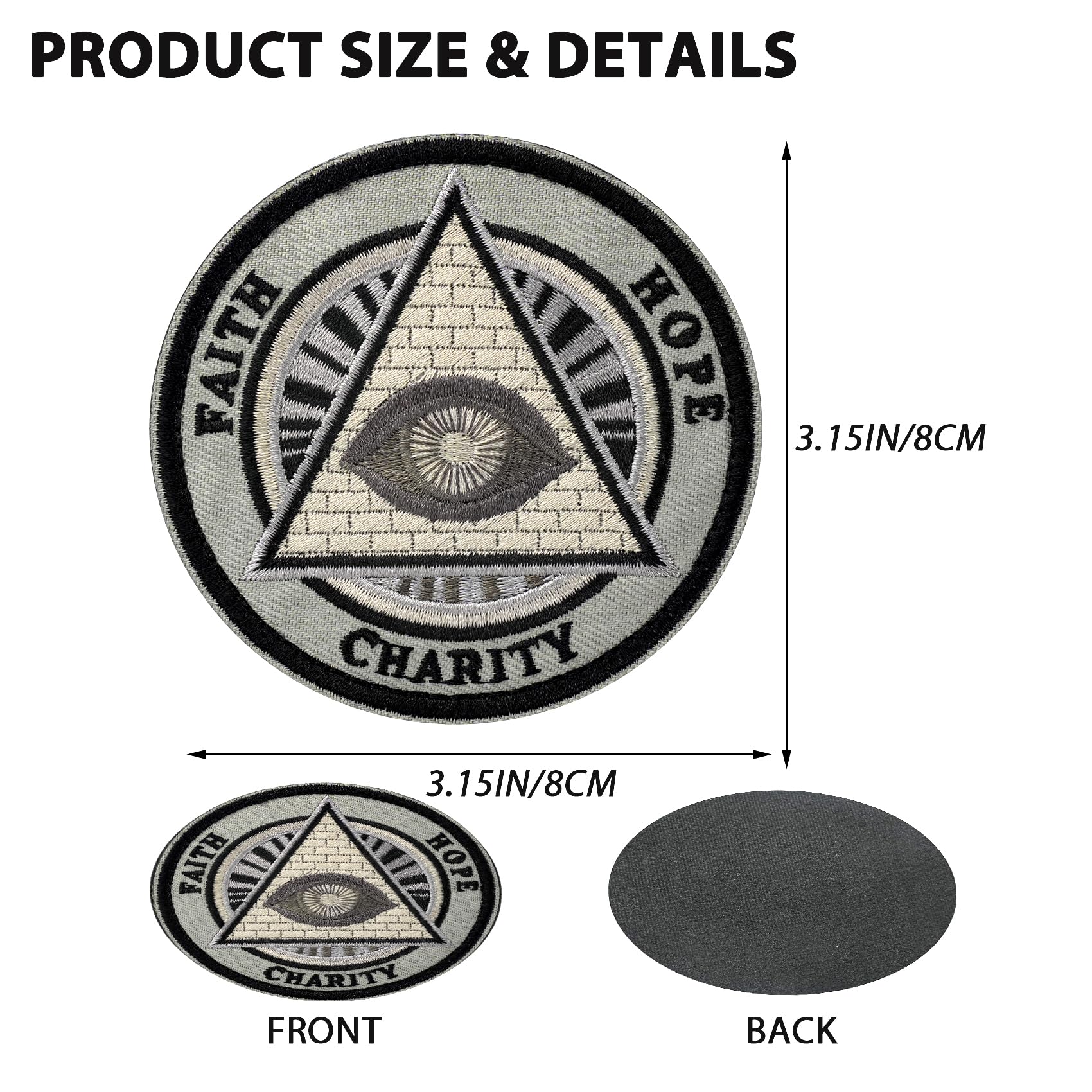 All-Seeing Eye Hook and Loop Patch Freemason Embroidered Patch mysite