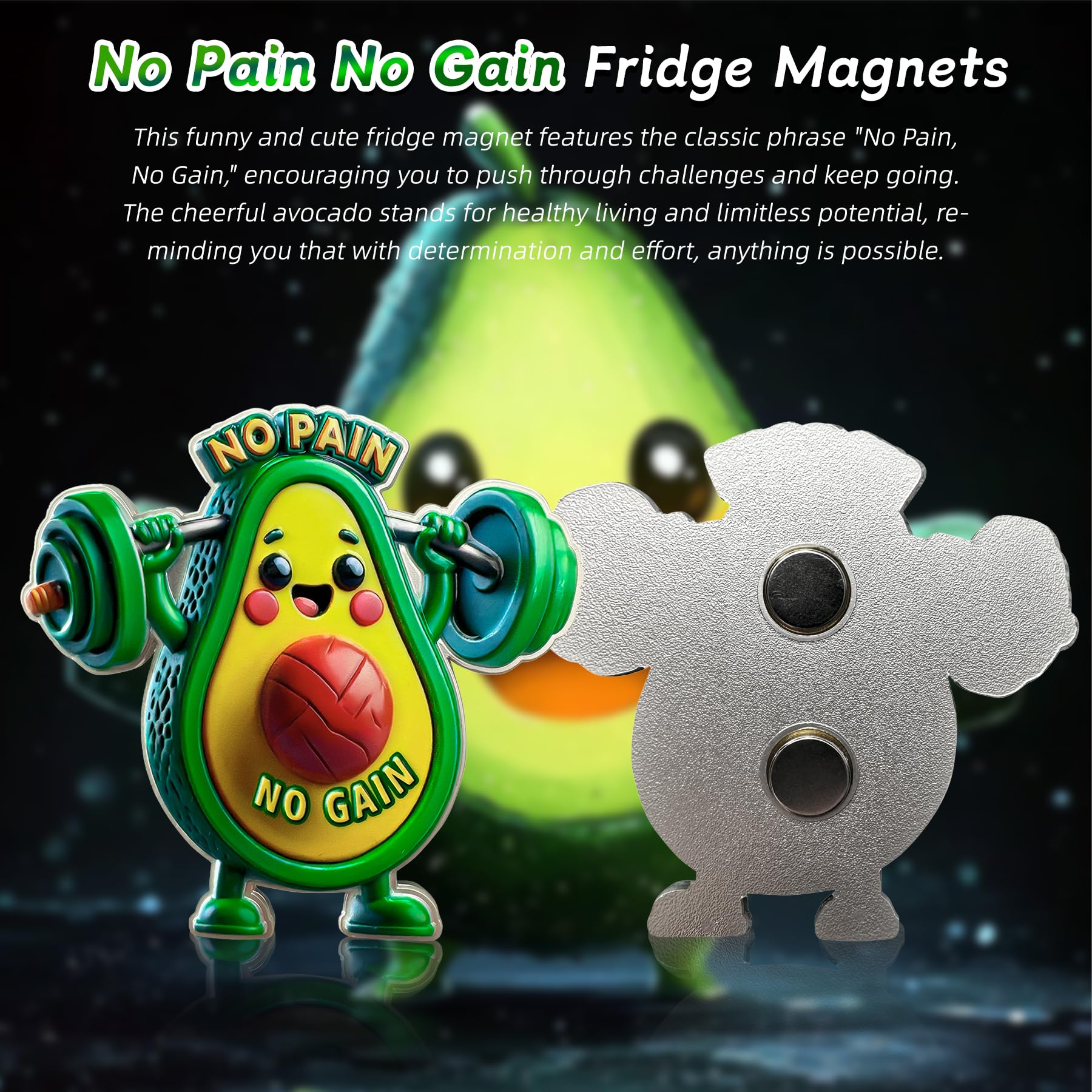 Cute No Pain No Gain Fridge Magnets mysite