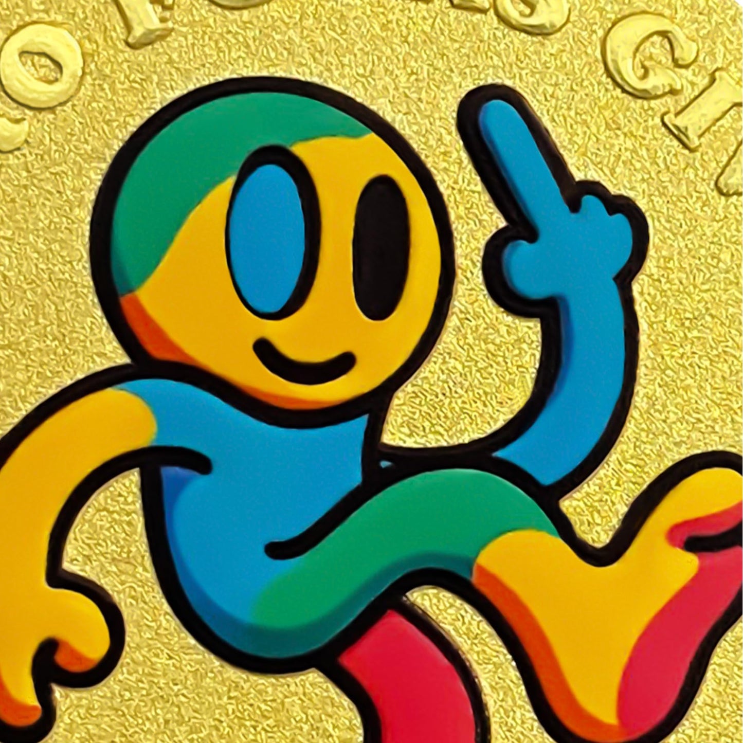 Middle Finger Challenge Coin Colorful Cartoon Smile Character Coin mysite