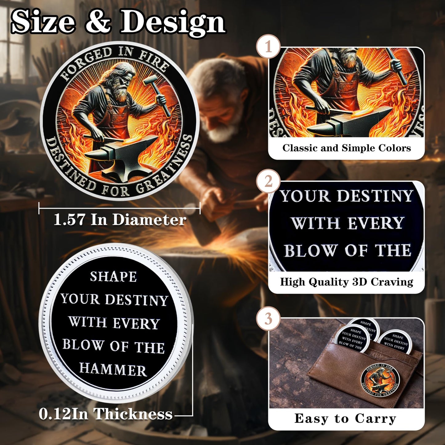 Blacksmith Hammering Forged in Fire Soberity Challenge Coin mysite