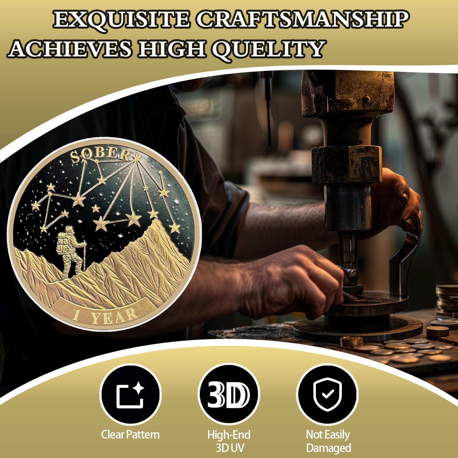 Under the Stars Pathfinder 1 Year Sobriety Coin, Explore Hope AA Coin - Bronze One Year Sober Medallions with Inspirational Quotes, Personalized Affirmation Sobriety Gifts for Men and Women YRCKUDZKG