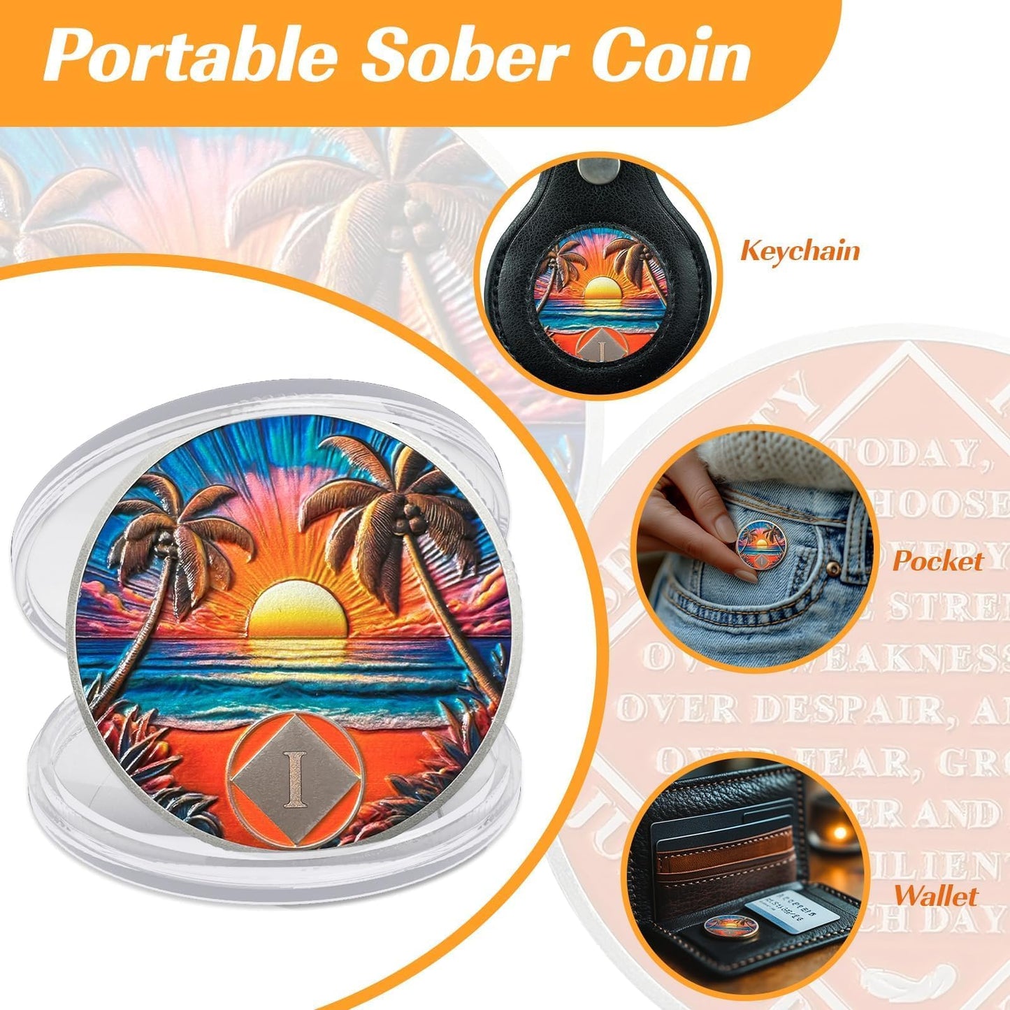 Personalized Beach Sunset NA Recovery Coin mysite