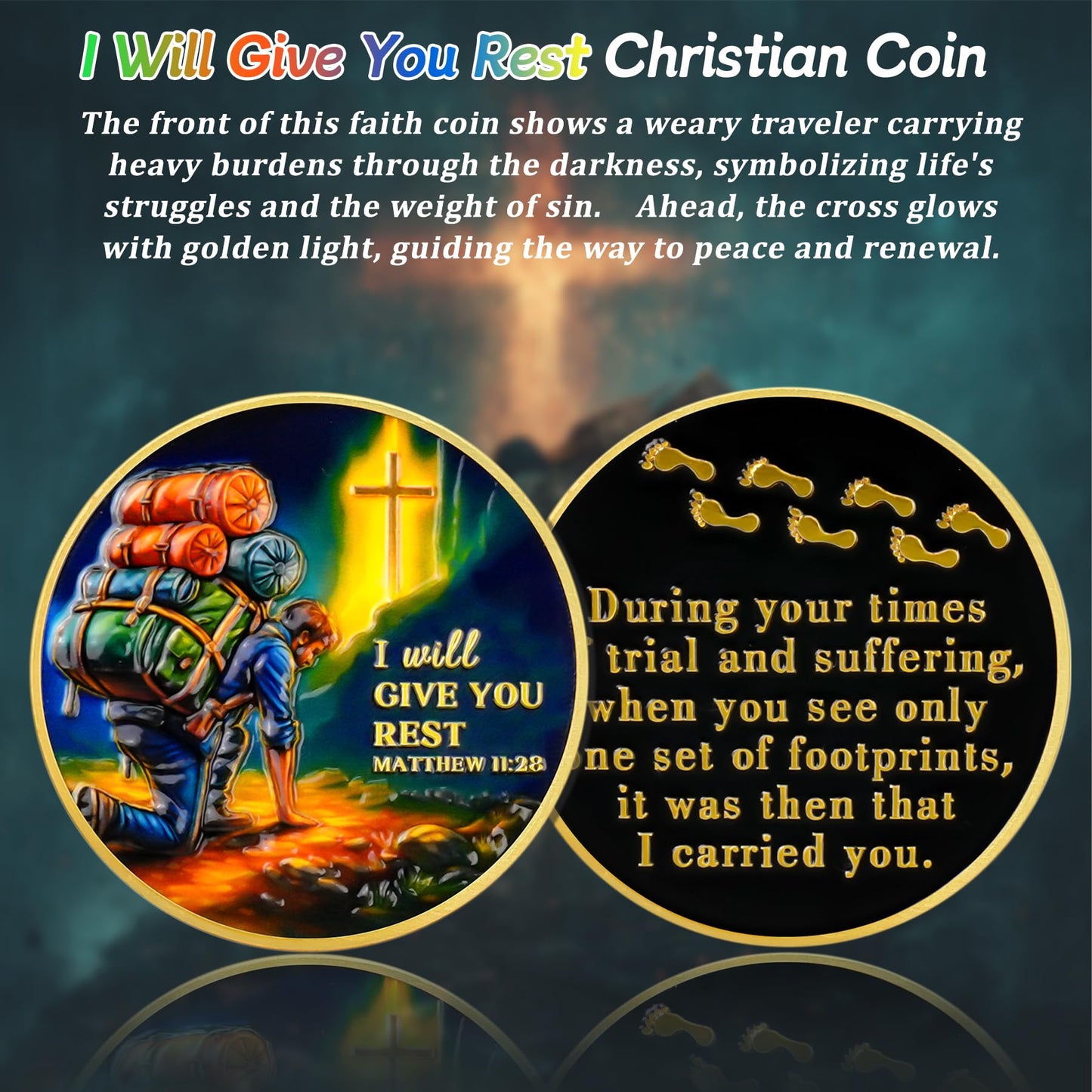 I Will Give You Rest Christian Challenge Coin mysite