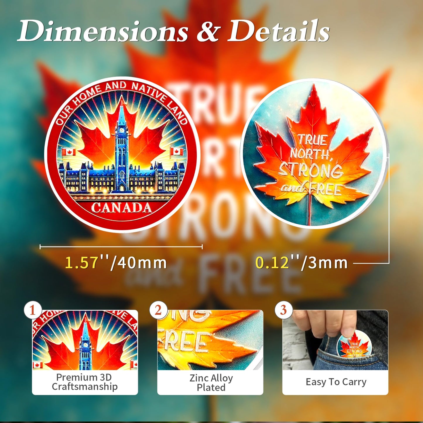 Honoring Canadian Independence Maple Leaf Canada Military Challenge Coin mysite