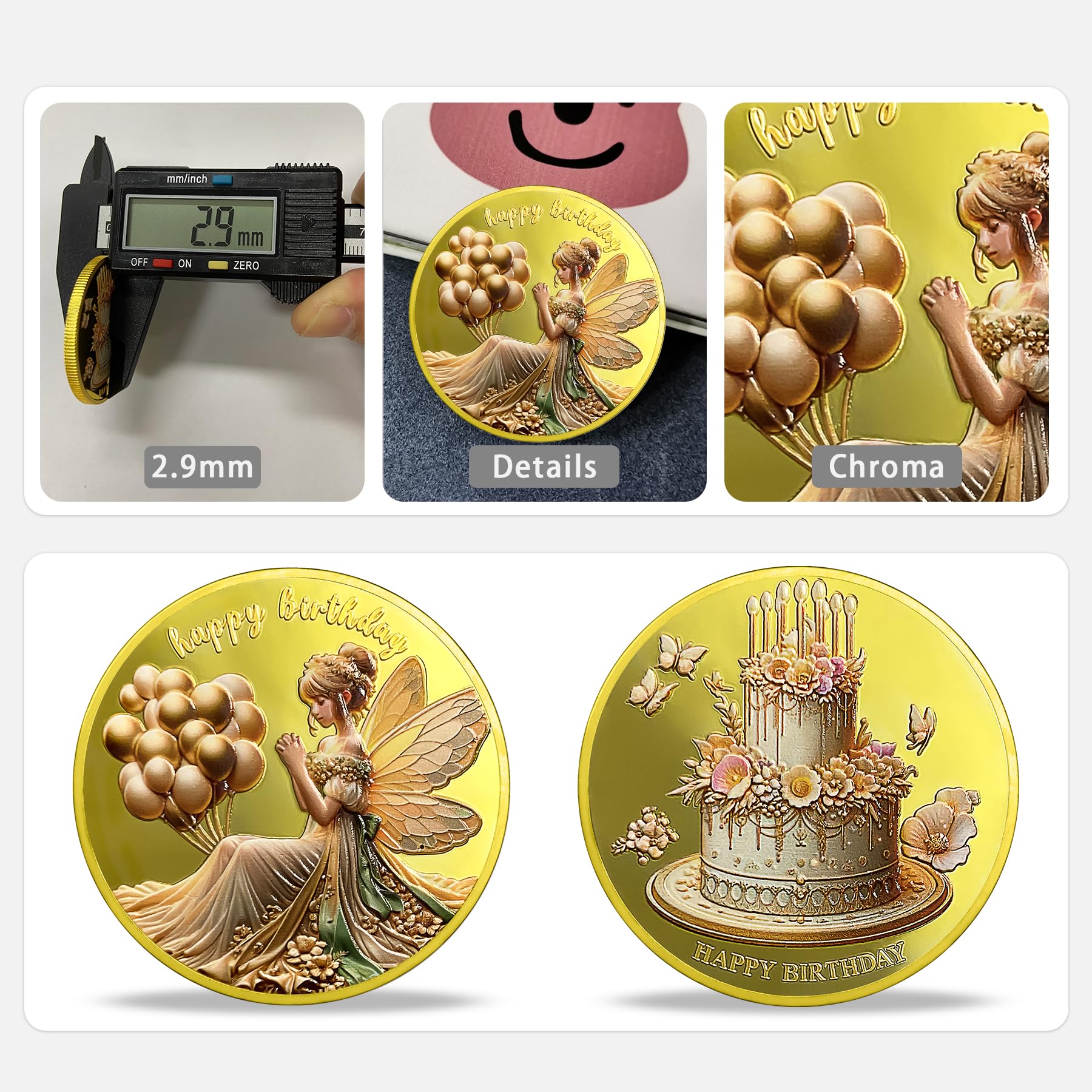 Antique Gold Fairy Angel Happy Birthday Coin mysite