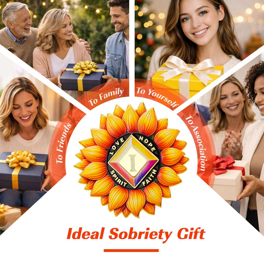 Vitalway Sunflower Rebirth 1 Year Sobriety Coin, Motivational AA Medallion for Strength, Hope, Faith, and Personal Growth, Perfect Recovery Token Sobriety Gift for Men and Women Vitalway