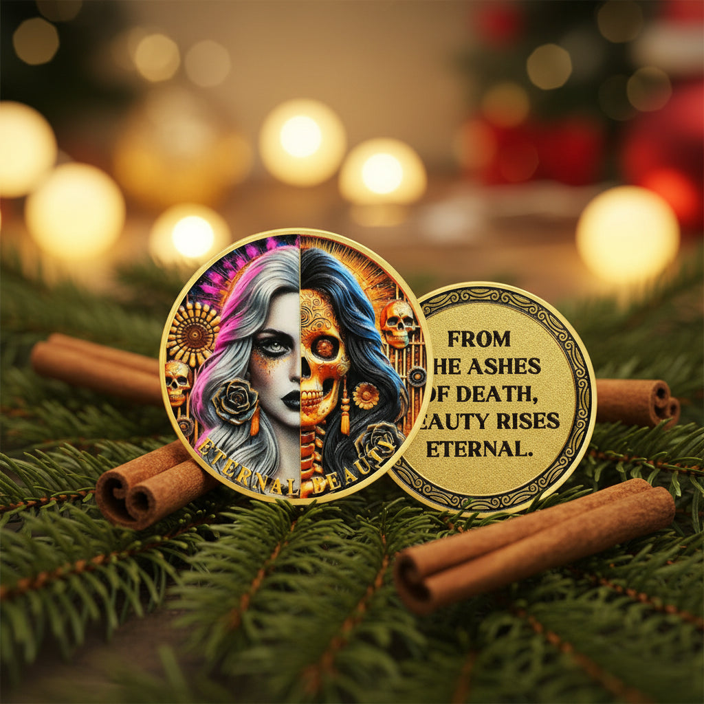 Eternal Beauty Coin Life and Death Duality Woman Skull Art mysite