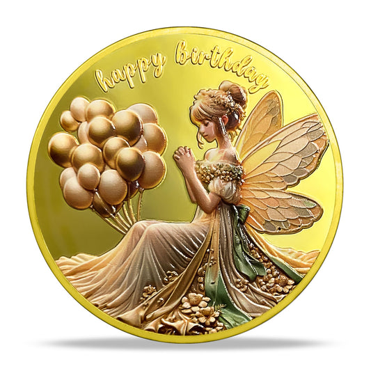 Antique Gold Fairy Angel Happy Birthday Coin mysite