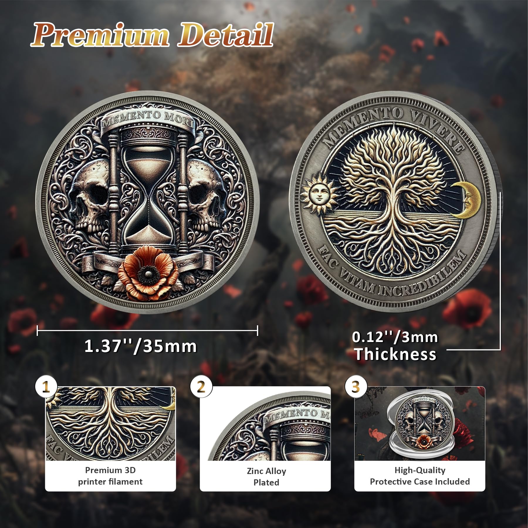 Hourglass Memento Mori Novelty Tree of Life Stoic Challenge Coin mysite