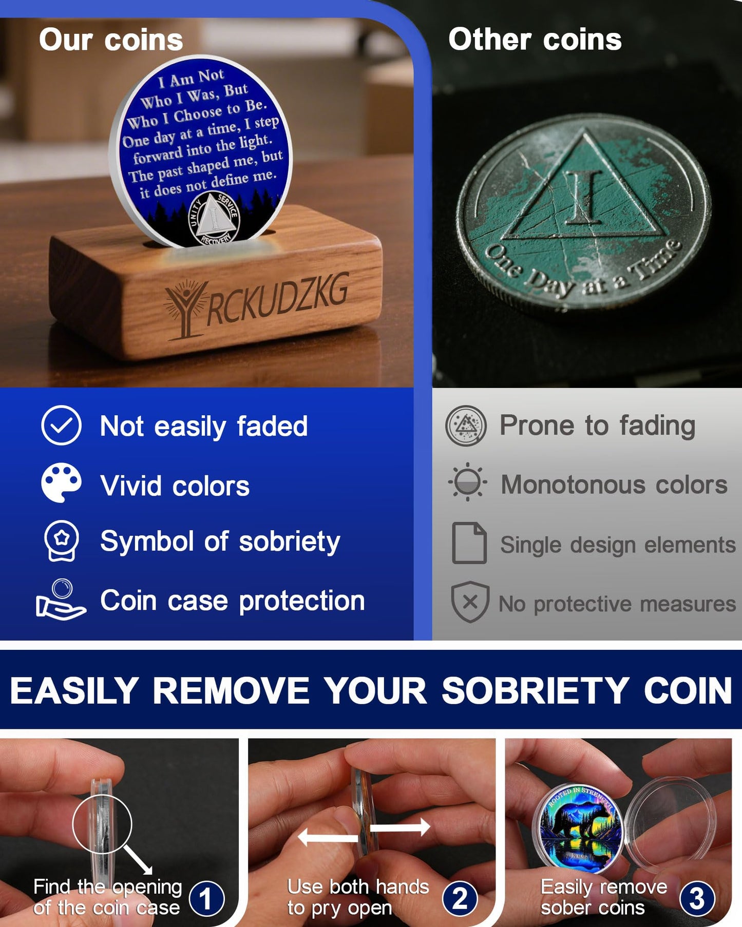 Rooted in Strength 1 Year Sobriety Coin – Bear & Aurora Design | AA Coin with Token Capsule, Sobriety Gifts for Men & Women, Alcohol Free Anniversary Celebration Gift YRCKUDZKG