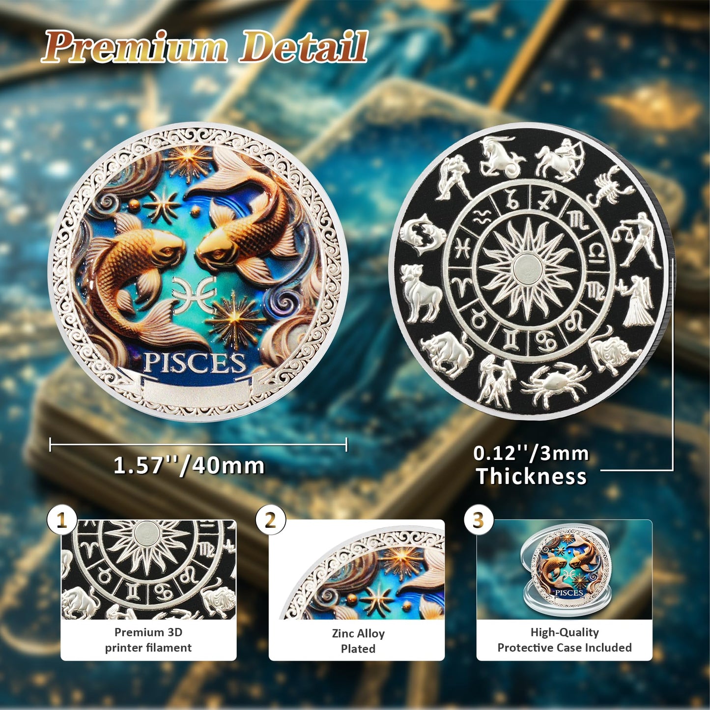 Cool Pisces 12 Zodiac Challenge Coin mysite