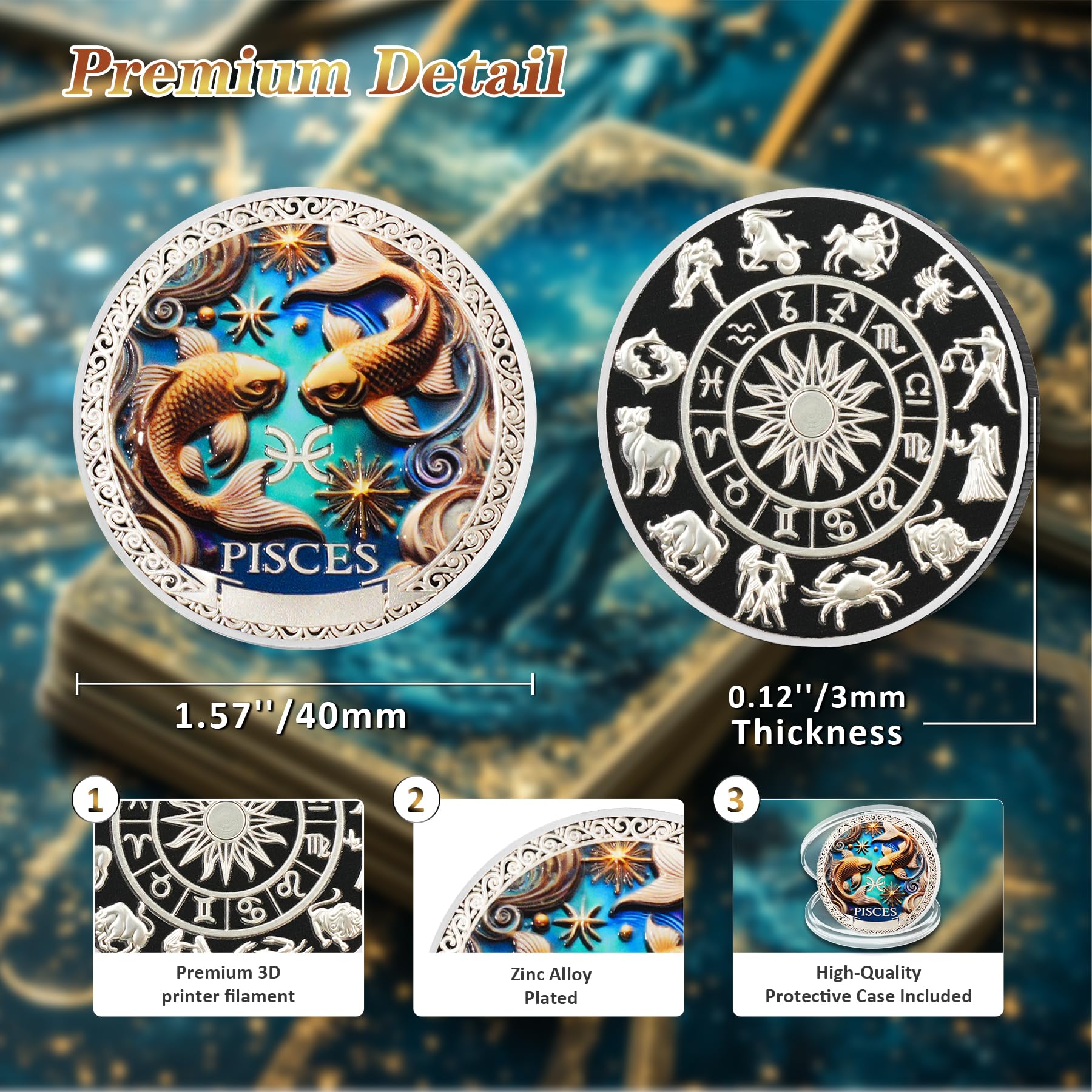 Cool Pisces 12 Zodiac Challenge Coin mysite