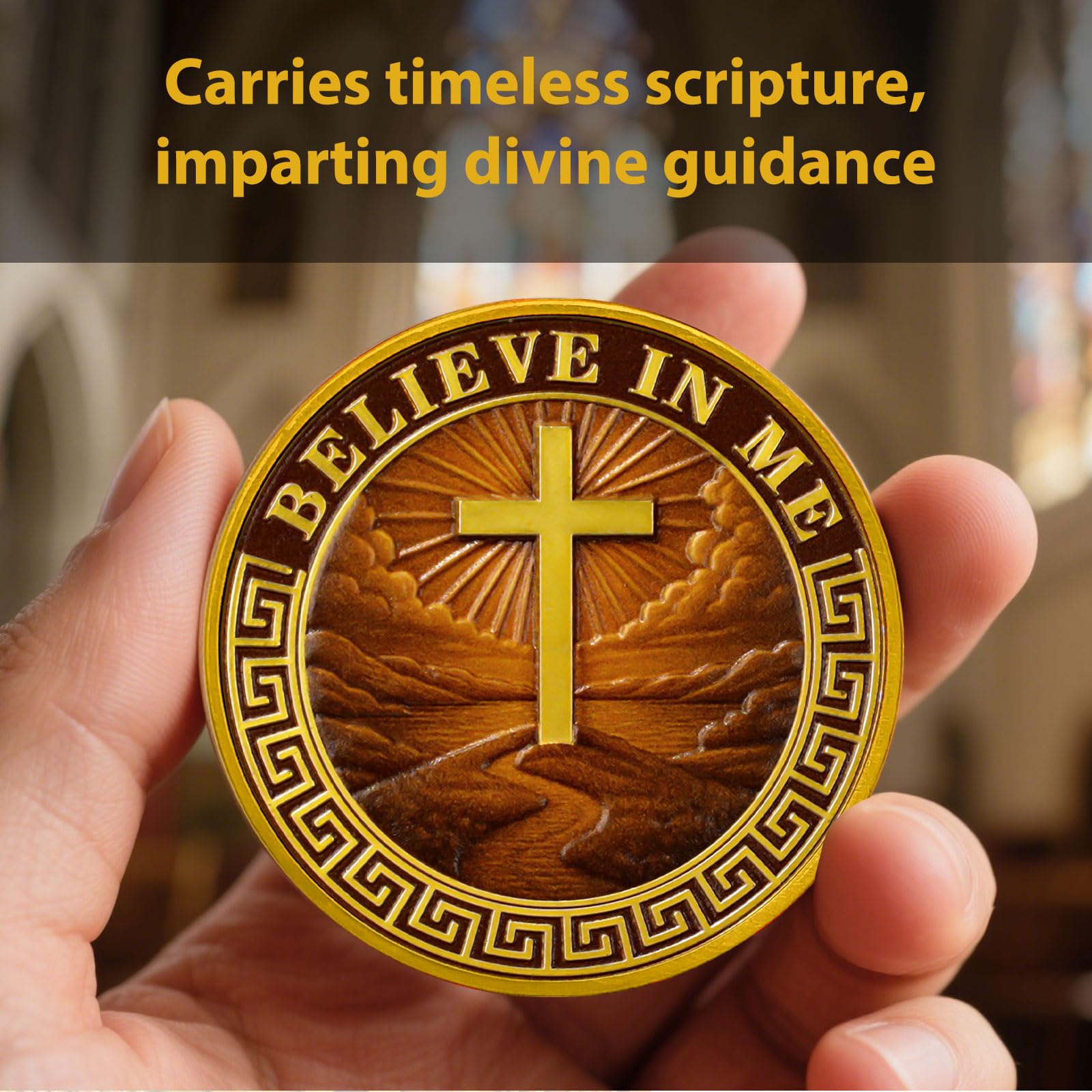 Chi Rho Christian Challenge Coin with John 14:1 Scripture mysite