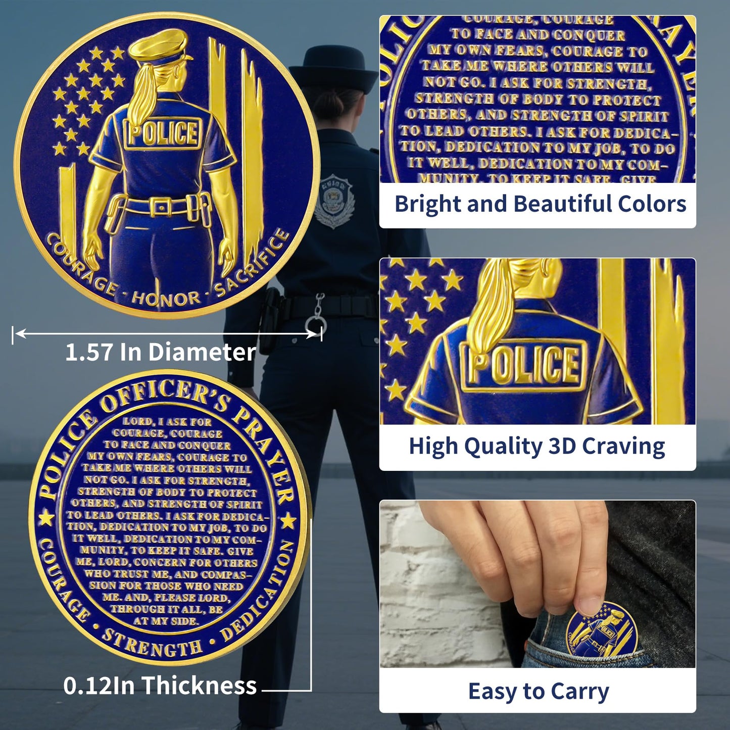Female Police Officer's Back View Challenge Coin mysite