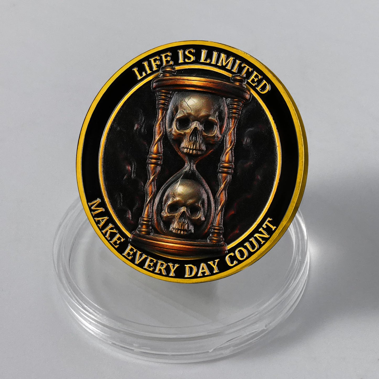 Memento Mori Challenge Coin Skull Cave & Hourglass Token with Life is Limited Make Every Day Count Pocket Coin mysite