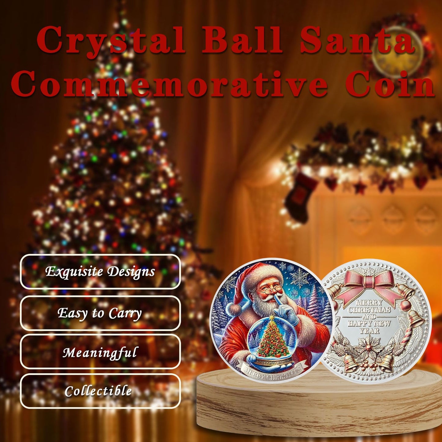 Crystal Ball Santa Claus Coin Merry Xmas Commemorative Coin mysite