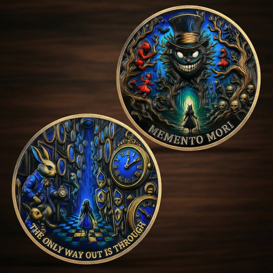 Memento Mori Coin Gothic Skull and Clock Token with Quote, Inspirational Pocket Coin mysite