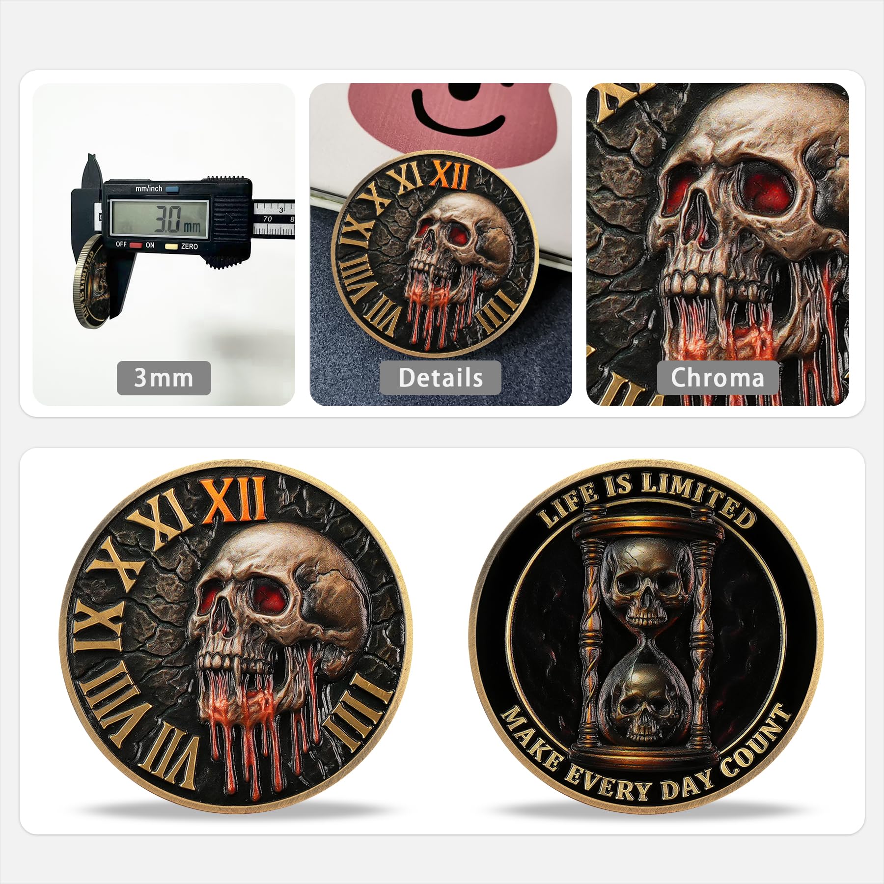 Skull & Hourglass Remember You Must Die Memento Mori Coin mysite