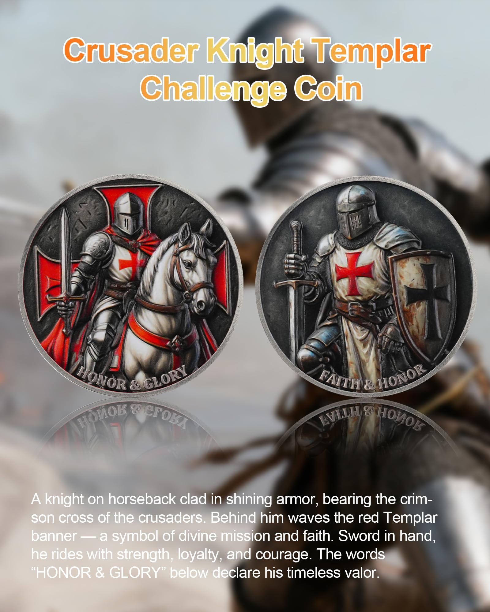 Knights Templar Challenge Coin with Red Cross mysite
