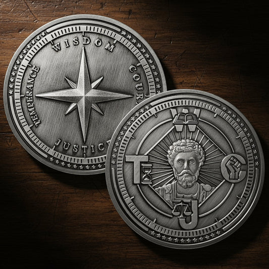 Cardinal virtues coin four virtues Stoic coin mysite