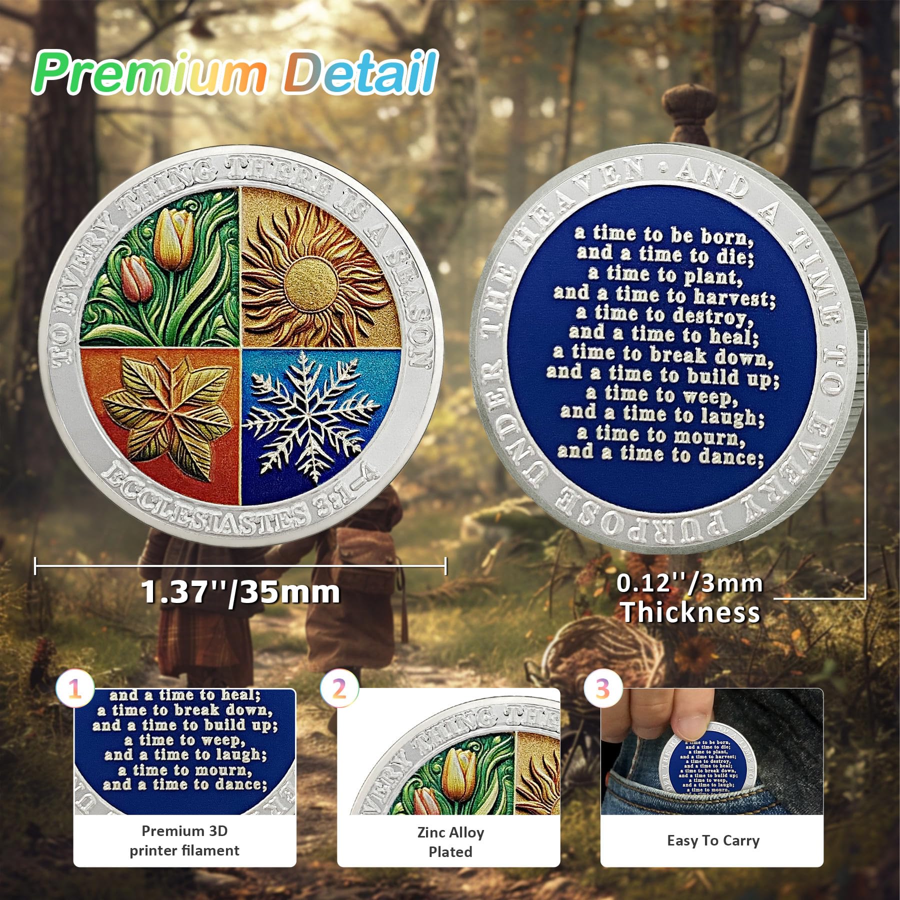 Delicate Four Seasons Christian Encourage Pocket Bible Verses Challenge Coin mysite
