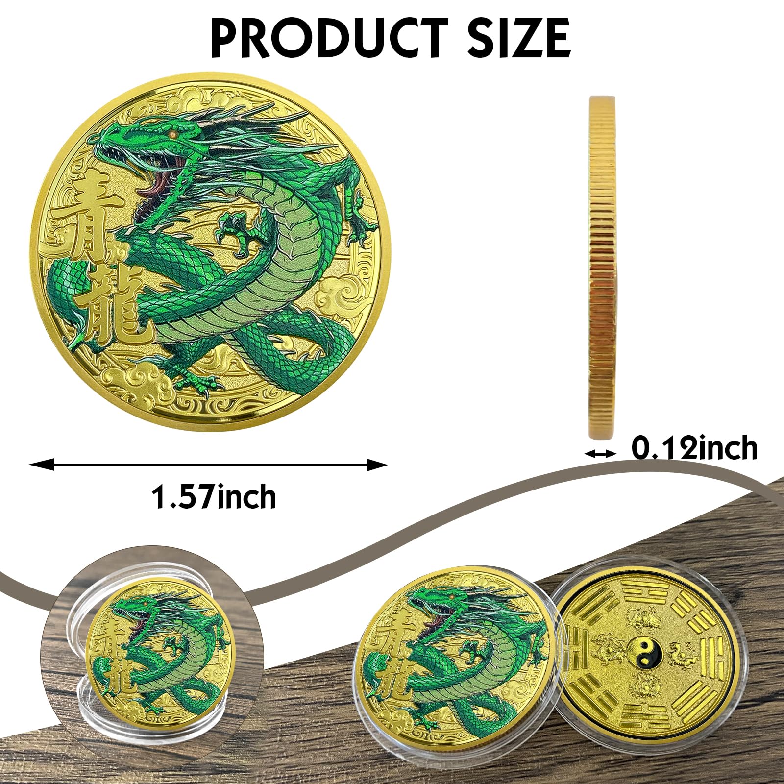 Chinese Coins Ancient Mythical Creatures Blue Dragon Lucky Coin Lottery Ticket Scratcher Tool Attract Good Luck Novelty Coins Lucky Charms Challenge Coins mysite