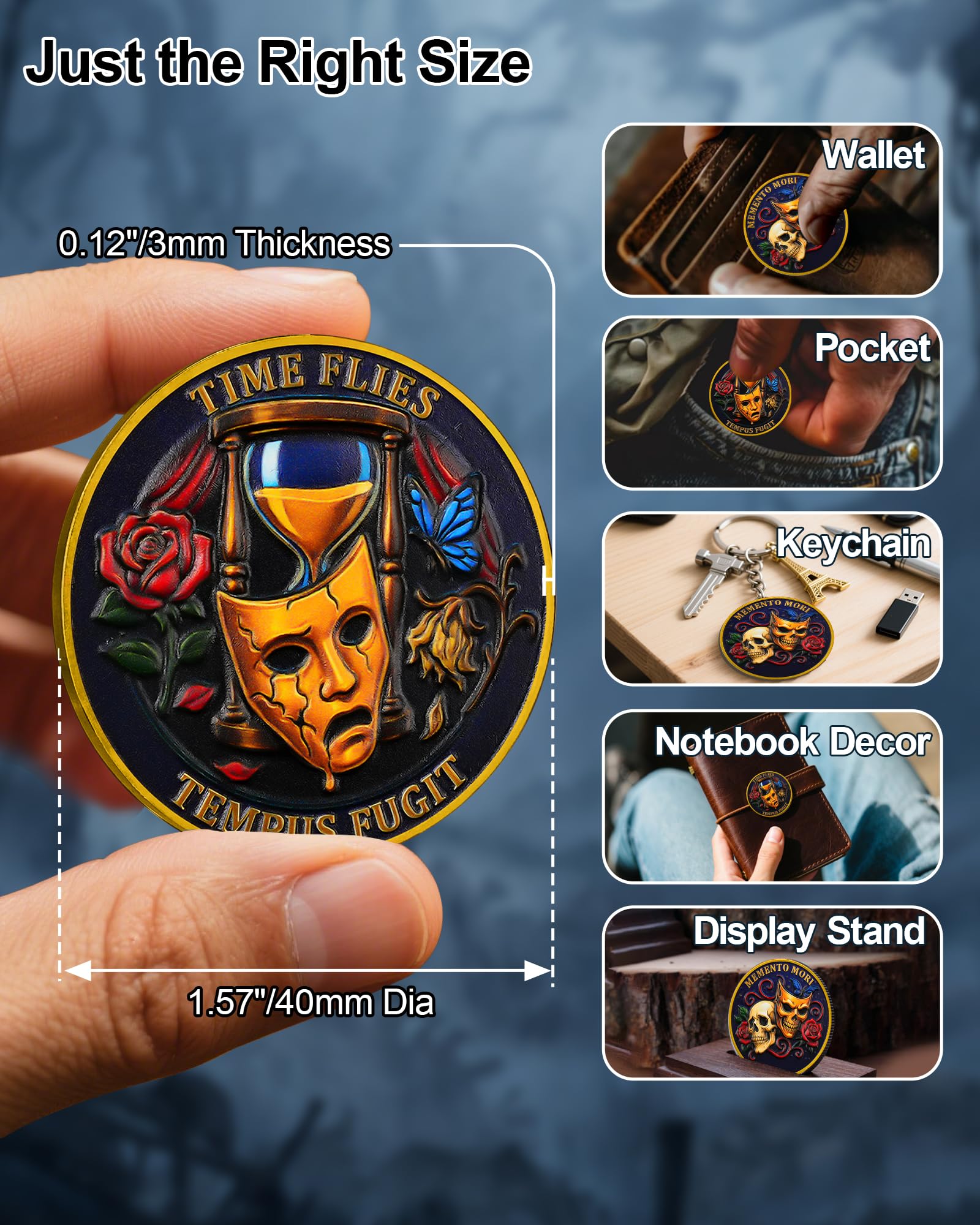 Memento Mori Challenge Coin Golden Masked Skull Coins mysite