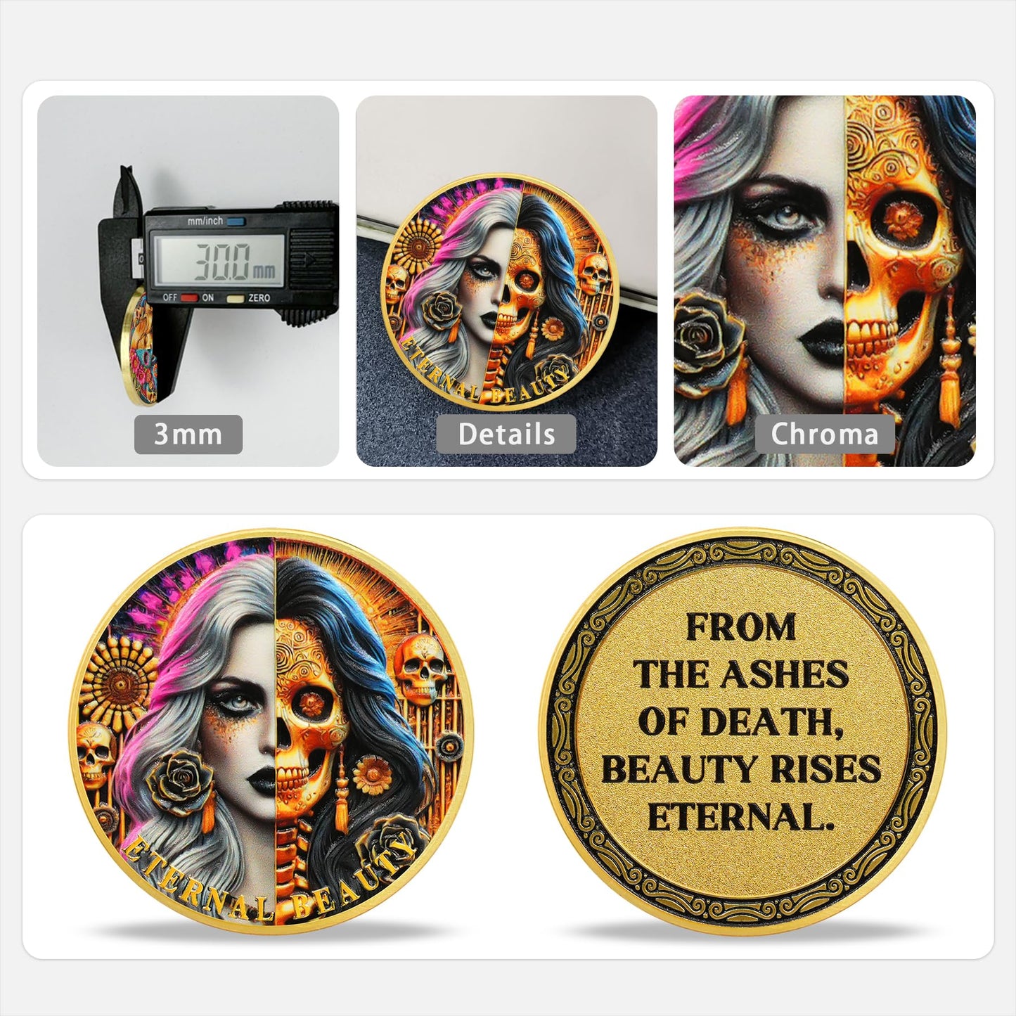 Eternal Beauty Coin Life and Death Duality Woman Skull Art mysite