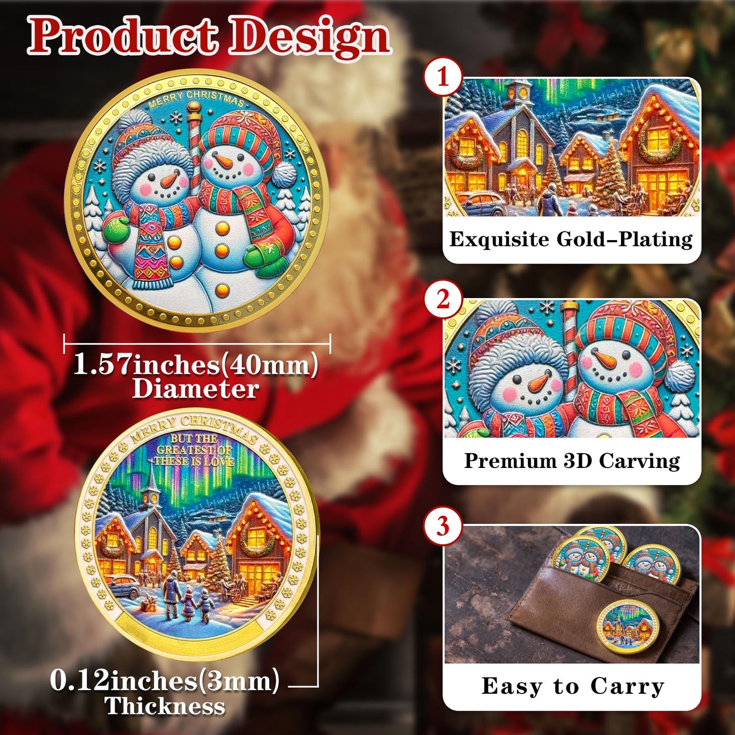 Merry Xmas Challenge Coin Happiness Family Santa Claus Commemorative Coin mysite