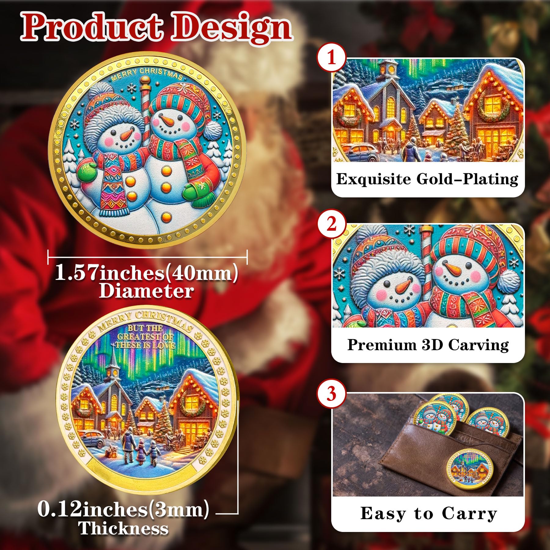 Merry Xmas Challenge Coin Happiness Family Santa Claus Commemorative Coin mysite
