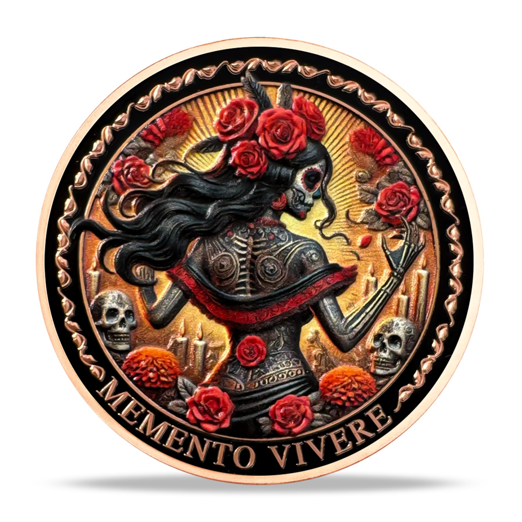 Amor Fati Day of The Dead Inspired Daily Stoic Reminder Memento Challenge Coin mysite