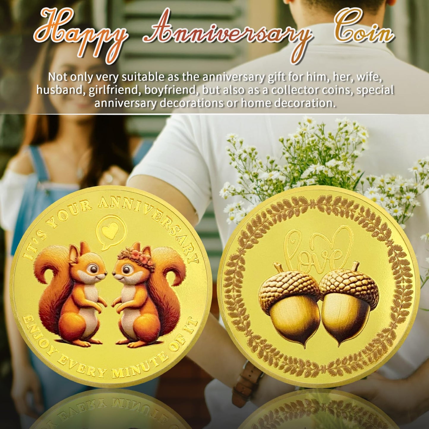 Anniversary coin sweet dove squirrel wedding chip medallion anniversary gift romantic coin mysite
