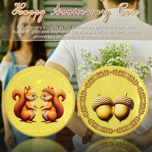 Anniversary coin sweet dove squirrel wedding chip medallion anniversary gift romantic coin mysite