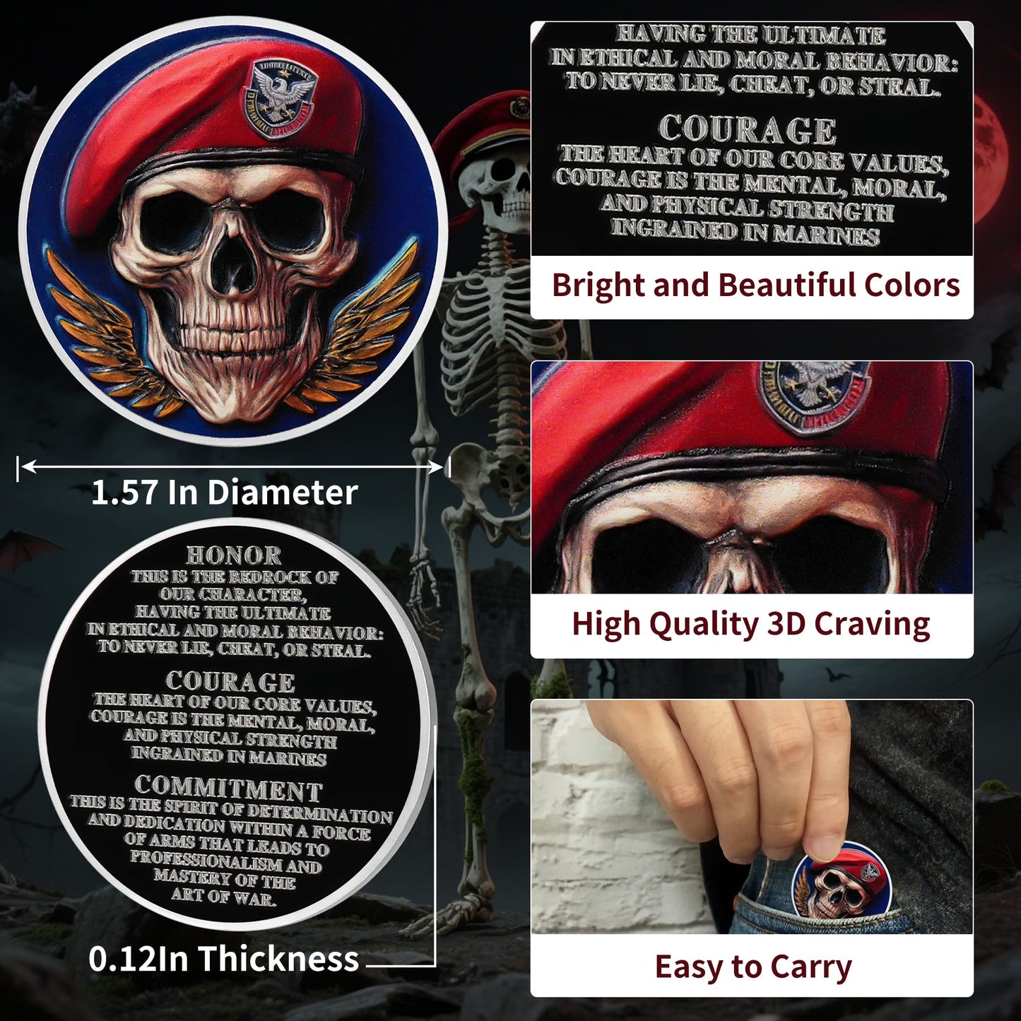 Memento Mori Coin Skull Coin Challenge Coin for Veterans mysite