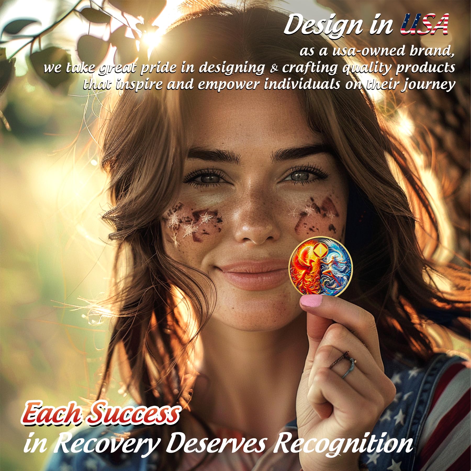 Personalized Phoenix Fairy Sun and Moon Sobriety Coin mysite
