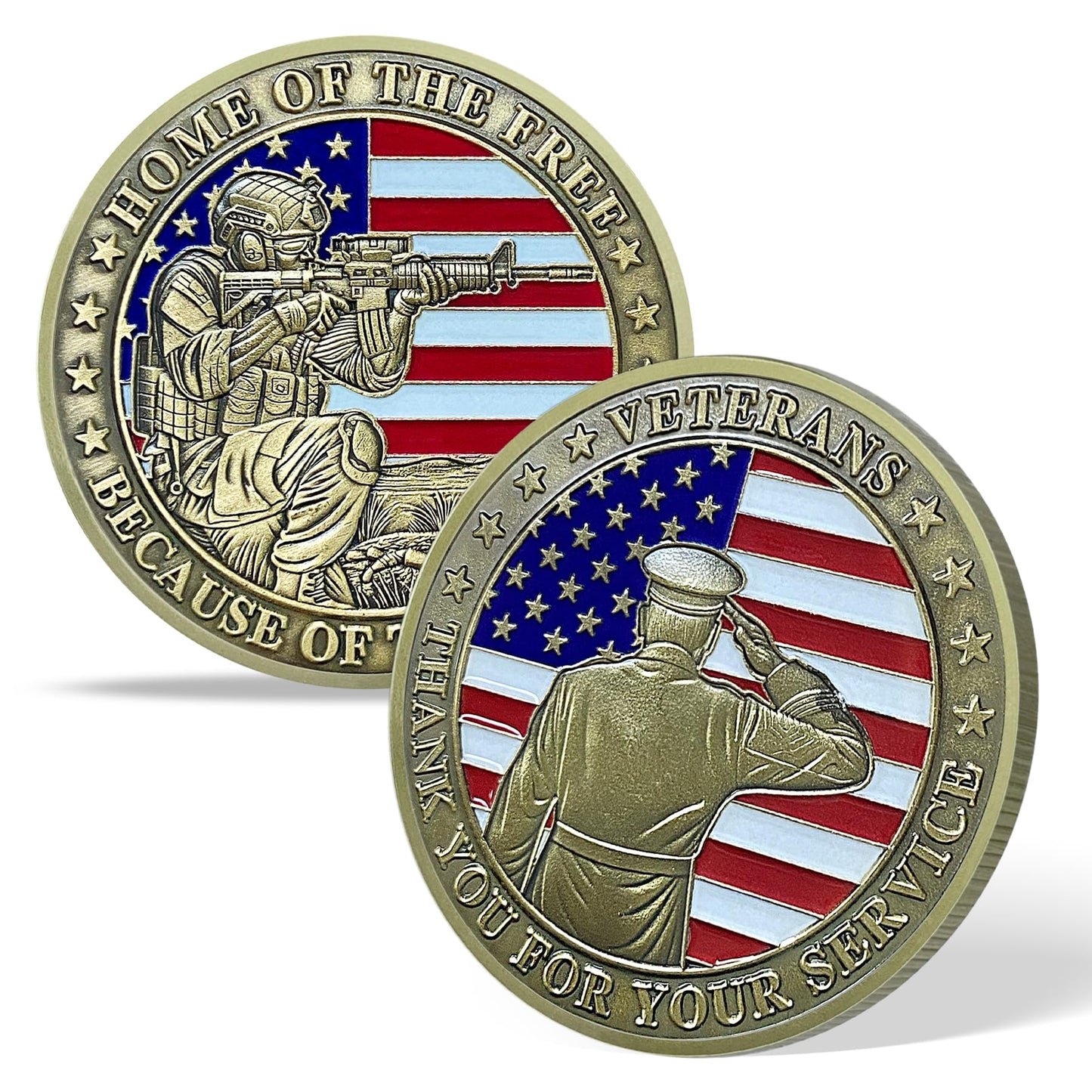 Battlefield and Rifle-wielding Patriotic Military Veterans Challenge Coin mysite