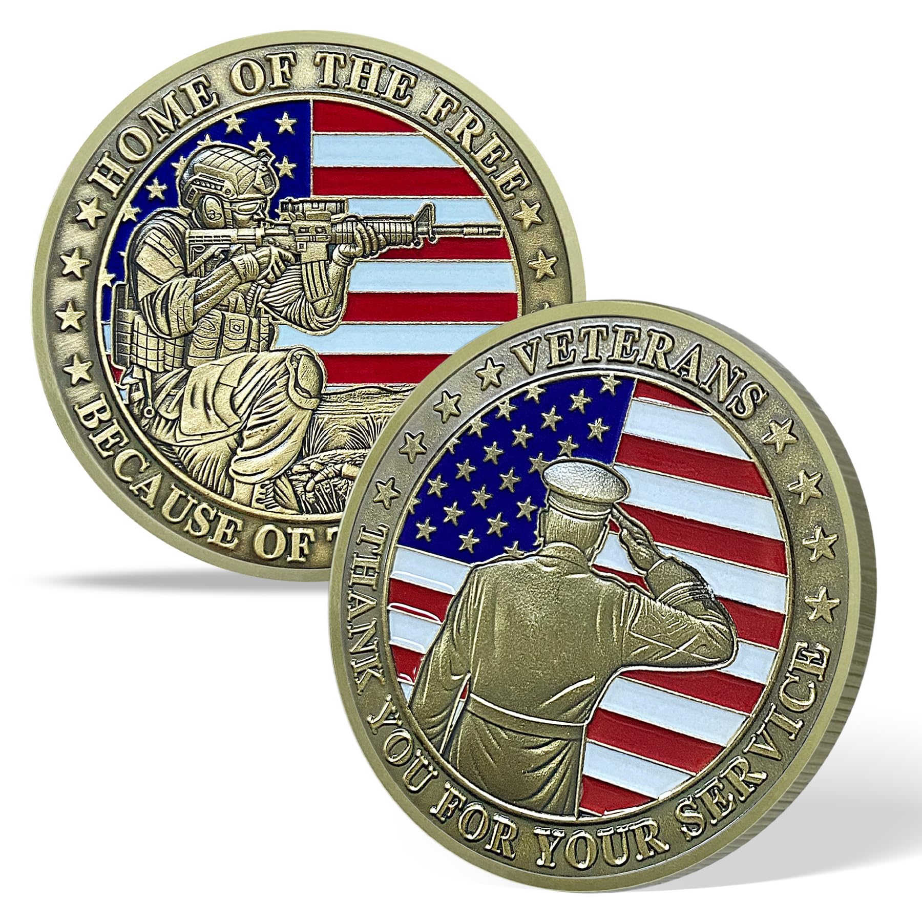 Battlefield and Rifle-wielding Patriotic Military Veterans Challenge Coin mysite