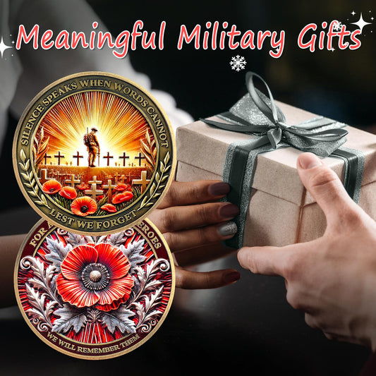 Memorial Honoring Fallen Heroes with Poppy and Cross Veterans Challenge Coin mysite