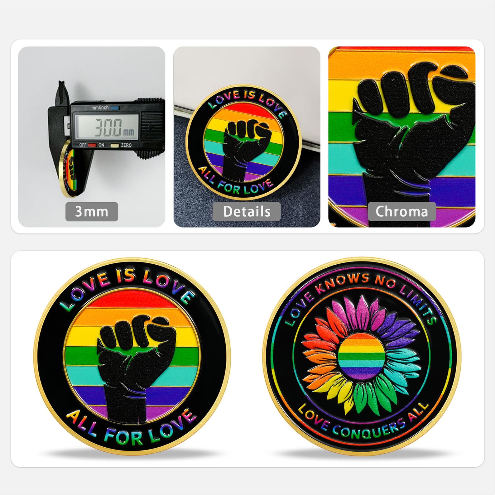 AtSKnSK Rainbow Sunflower Pride Challenge Coin, Love is Love LGBT Gifts mysite