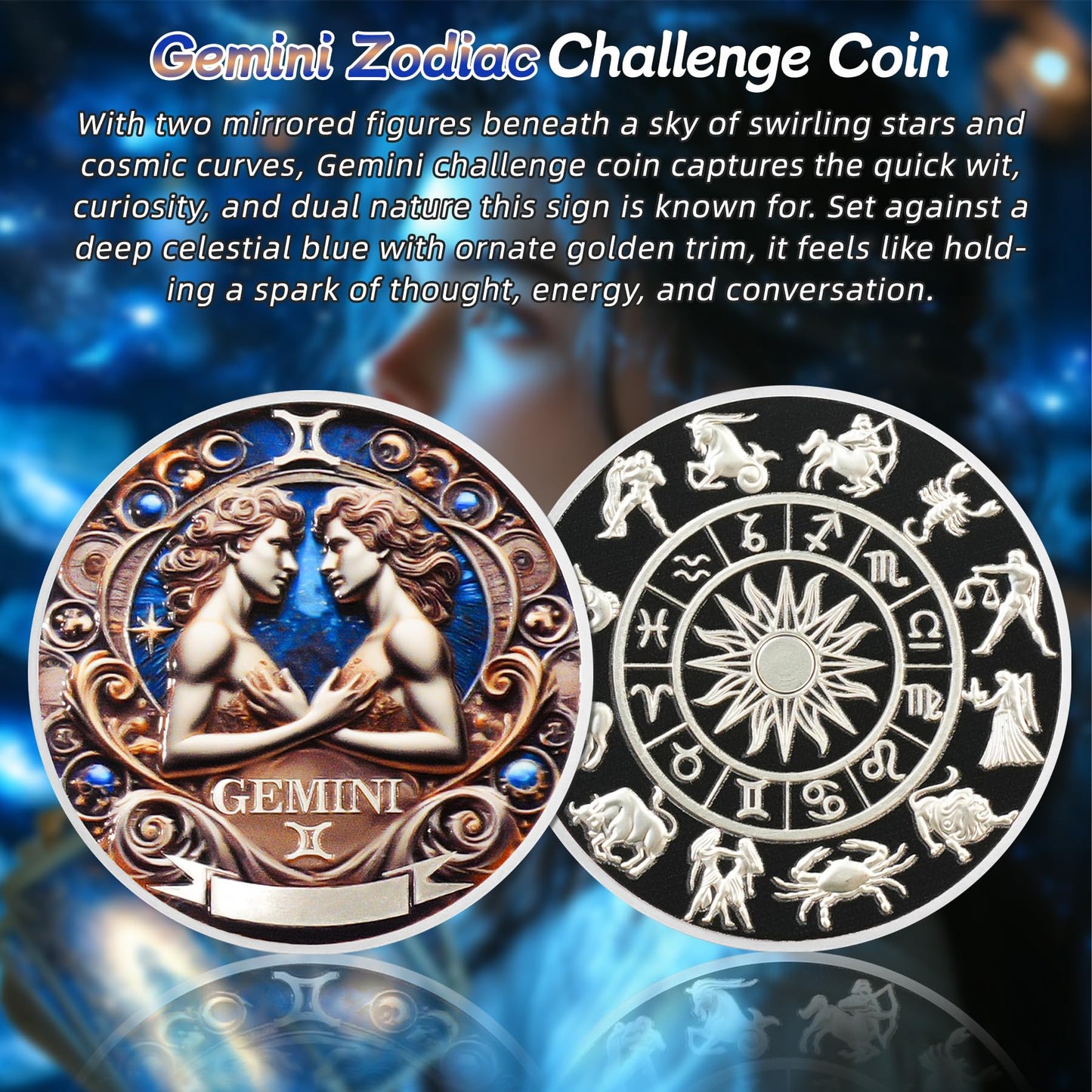 Cool Gemini 12 Zodiac Protective Talisman Challenge Coin mysite