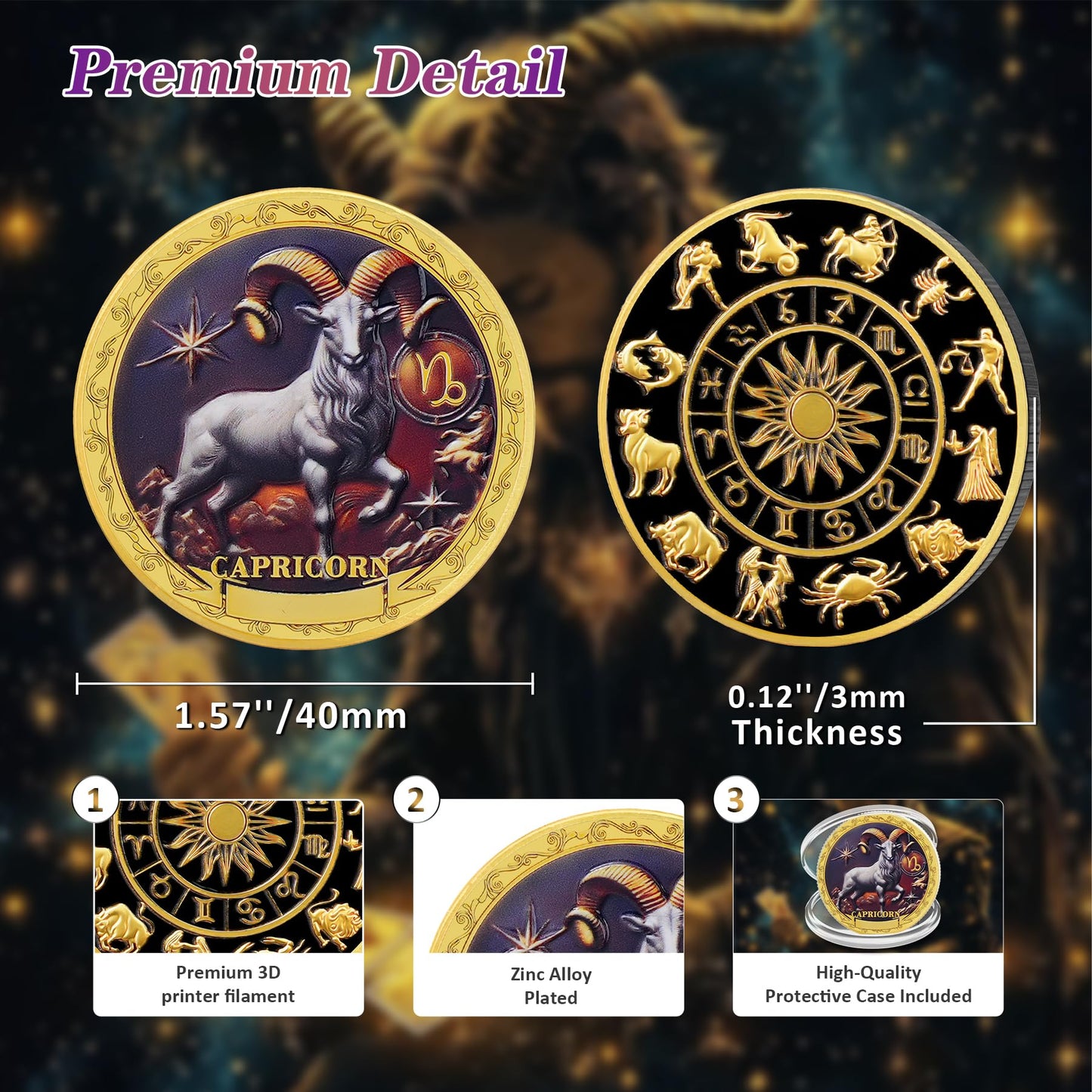 Capricorn 12 Zodiac Protective Talisman Challenge Coin mysite