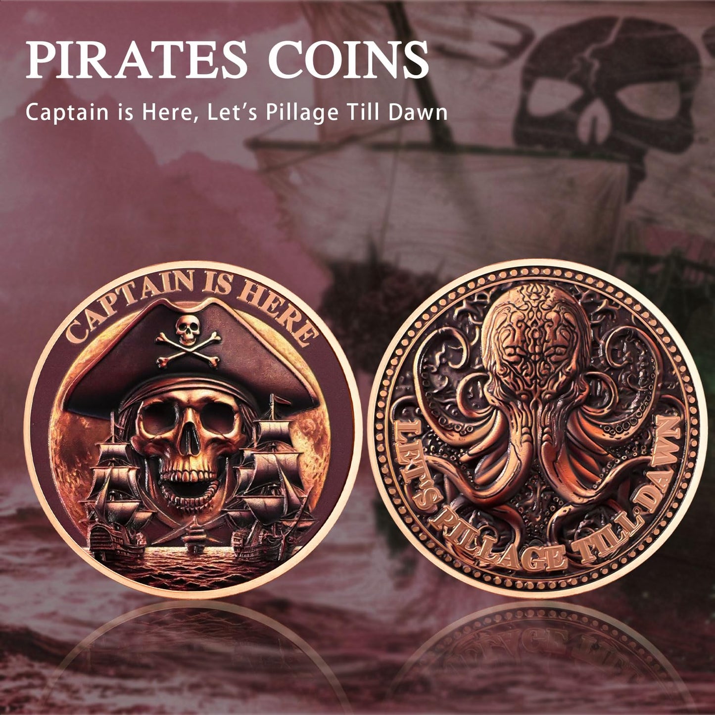 Pirate Coin Let's Pillage Till Dawn Skull Challenge Coins mysite