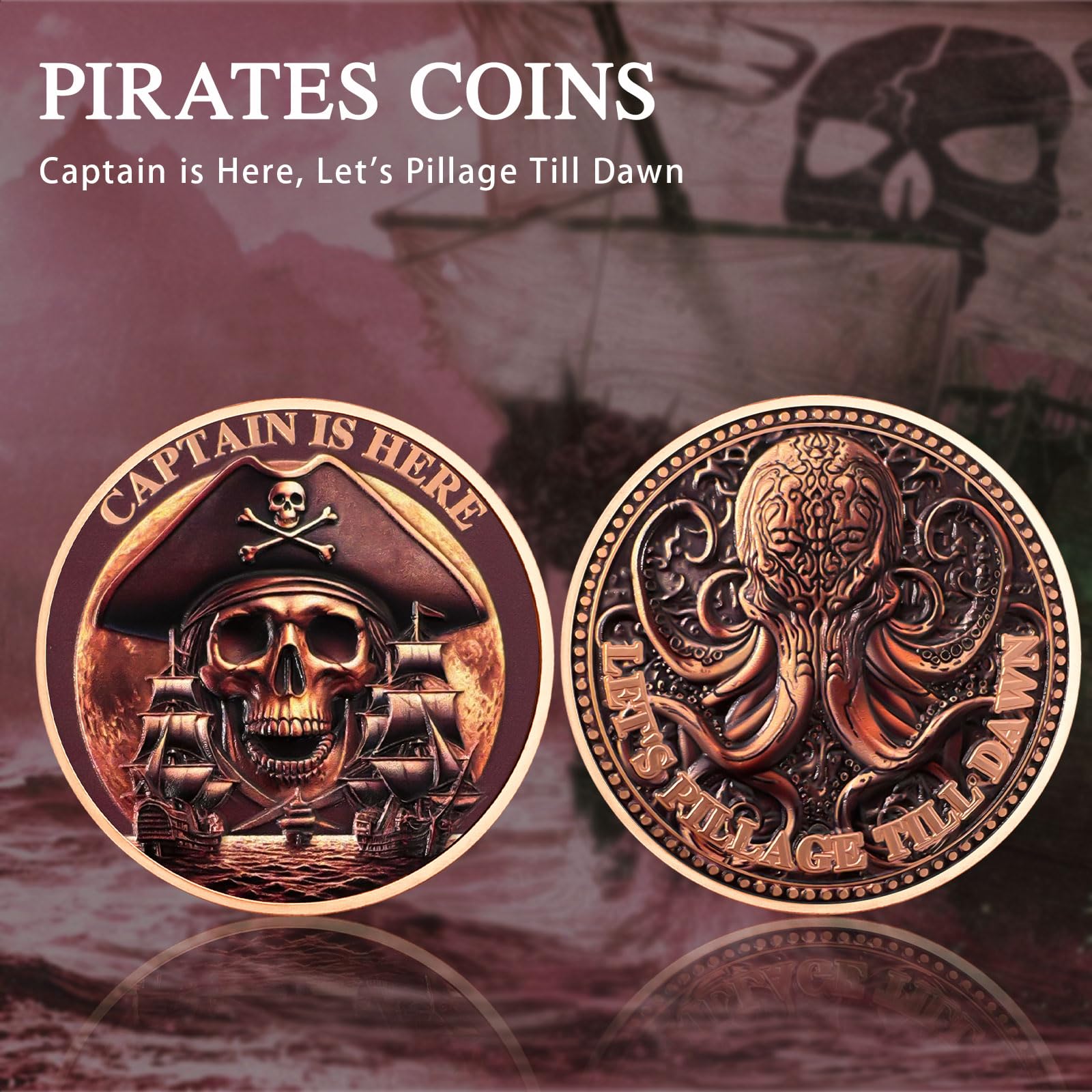 Pirate Coin Let's Pillage Till Dawn Skull Challenge Coins mysite