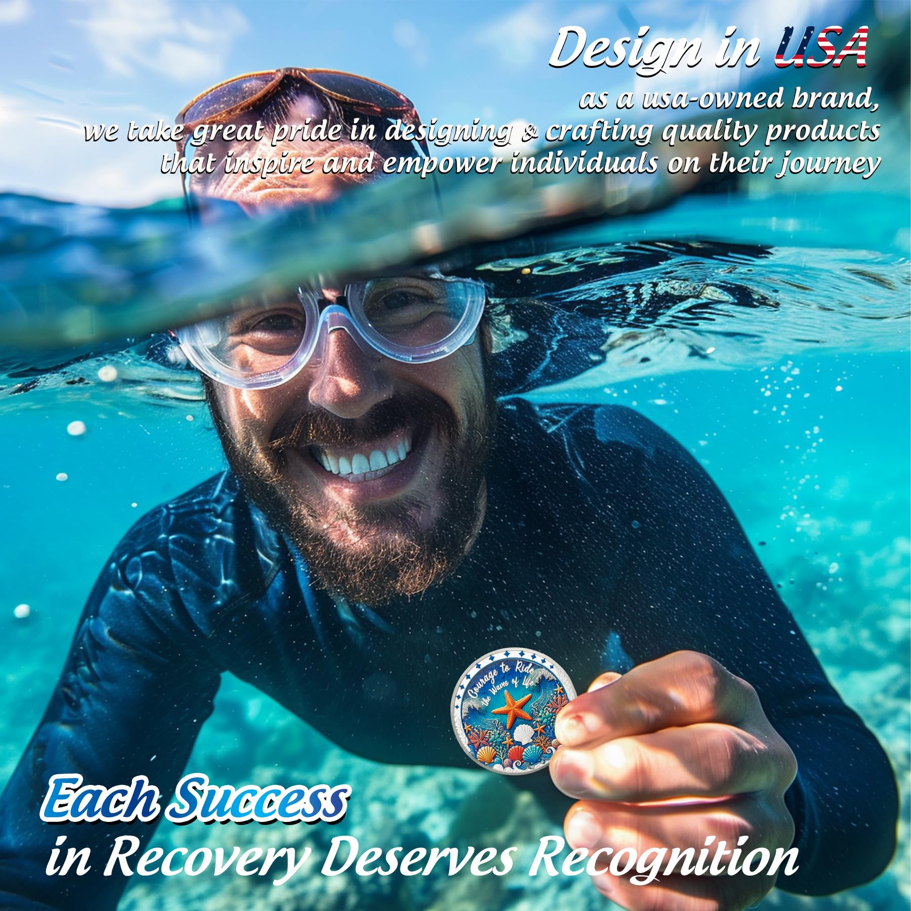 Unique Addiction Recovery Ocean Shells Sobriety Coin mysite