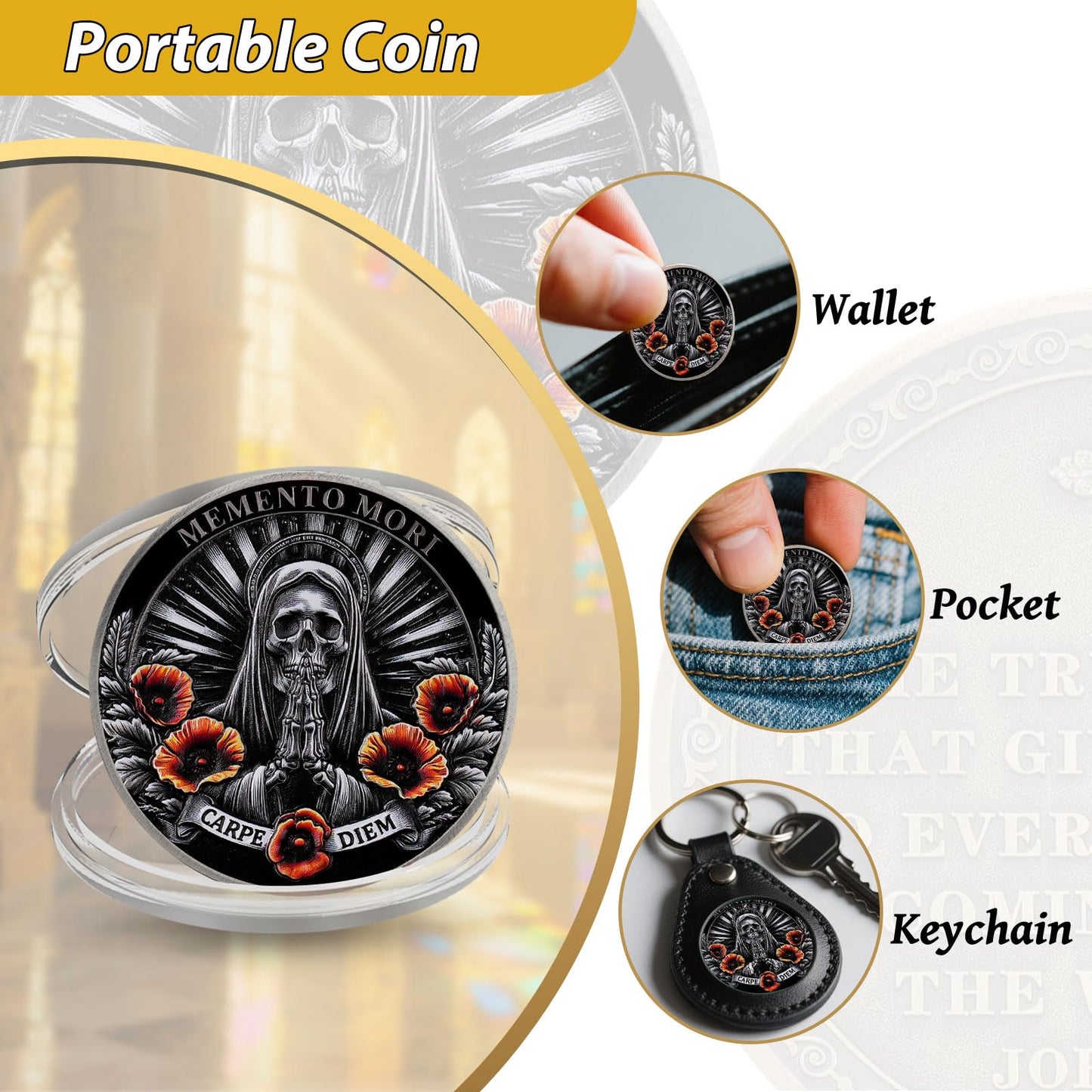 Memento Mori Vivere Coin Skull and Tree of Life Stoic Challenge Coin mysite