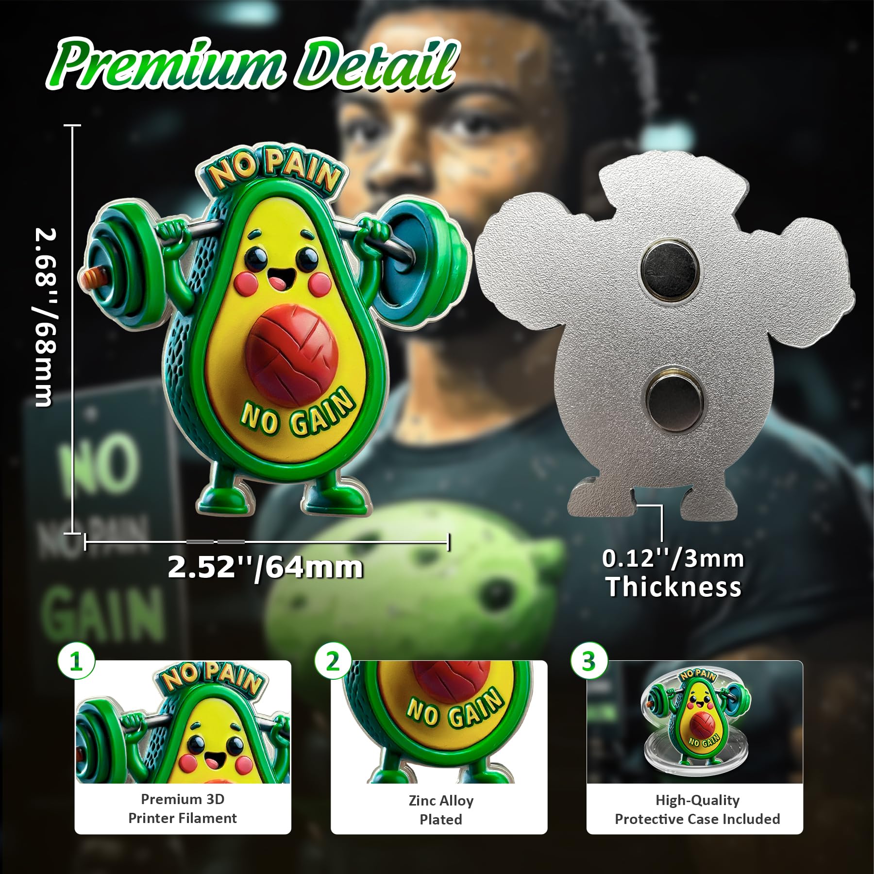 Cute No Pain No Gain Fridge Magnets mysite